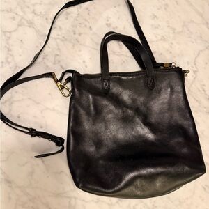 Elegant Black Leather Tote Bag